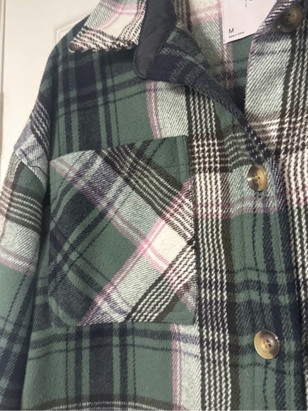 SO Plaid Oversized Shacket in green Size US M.